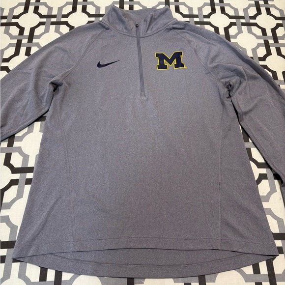 Nike Tops - Nike Dri-FIT Gray Quarter-Zip with University of Michigan Logo